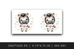 Watercolor cute zebra sparkle hearts I Love You quote Valentine Day print 20 oz tumbler skinny mug wrap clipart t-shirt sublimation printable design