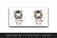 Watercolor cute zebra sparkle hearts I Love You quote Valentine Day print 20 oz tumbler skinny mug wrap clipart t-shirt sublimation printable design