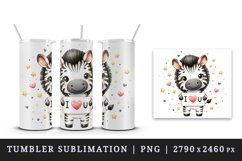 Watercolor cute zebra sparkle hearts I Love You quote Valentine Day print 20 oz tumbler skinny mug wrap clipart t-shirt sublimation printable design