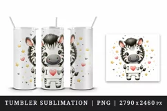 Watercolor cute zebra sparkle hearts I Love You quote Valentine Day print 20 oz tumbler skinny mug wrap clipart t-shirt sublimation printable design