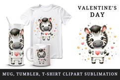 Watercolor cute zebra sparkle hearts I Love You quote Valentine Day print 20 oz tumbler skinny mug wrap clipart t-shirt sublimation printable design