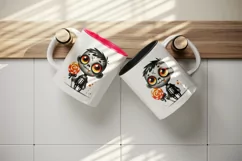 Watercolor cute zombie holding neon orange lollipop candy Halloween print 20 oz tumbler skinny mug wrap clipart t-shirt sublimation printable design