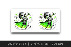 Watercolor cute zombie neon green cape superhero sparkles Halloween print 20 oz tumbler skinny mug wrap clipart t-shirt sublimation printable design