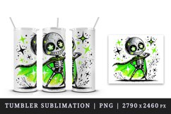 Watercolor cute zombie neon green cape superhero sparkles Halloween print 20 oz tumbler skinny mug wrap clipart t-shirt sublimation printable design