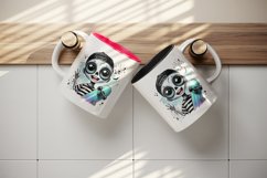 Watercolor cute zombie smile neon blue skateboard Halloween print 20 oz tumbler skinny mug wrap clipart t-shirt sublimation printable design