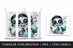 Watercolor cute zombie smile neon blue skateboard Halloween print 20 oz tumbler skinny mug wrap clipart t-shirt sublimation printable design