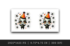 Watercolor cute zombie wearing neon orange party hat sparkles Halloween print tumbler skinny mug wrap clipart t-shirt sublimation printable design