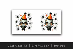 Watercolor cute zombie wearing neon orange party hat sparkles Halloween print tumbler skinny mug wrap clipart t-shirt sublimation printable design