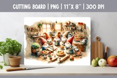 Watercolor Kitchen Cutting Board Sublimation Design | Gnomes Product Image 1