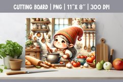 Kitchen Cutting Board Sublimation Design Cute Gnome Cooking Product Image 1