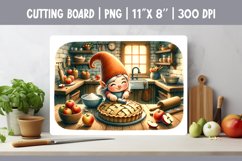 Kitchen Cutting Board Sublimation Design Gnome Baking Pie Product Image 1