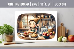 Kitchen Cutting Board Sublimation Design Gnome Baking Pie Product Image 1