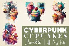 CyberPunk Cupcakes Sublimatione Bundle, 4 PNG File Product Image 1