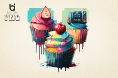 CyberPunk Cupcakes Sublimatione Bundle, 4 PNG File Product Image 3