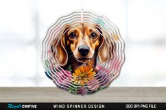 Watercolor Dachshund Dog Wind Spinner Sublimation PNG Design Product Image 1