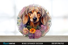 Watercolor Dachshund Dog Wind Spinner Sublimation PNG Design Product Image 1