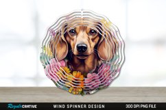 Watercolor Dachshund Dog Wind Spinner Sublimation PNG Design Product Image 1