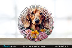 Watercolor Dachshund Dog Wind Spinner Sublimation PNG Design Product Image 1