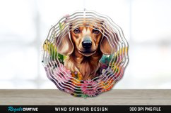 Watercolor Dachshund Dog Wind Spinner Sublimation PNG Design Product Image 1