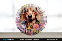 Watercolor Dachshund Dog Wind Spinner Sublimation PNG Design Product Image 1