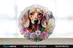 Watercolor Dachshund Dog Wind Spinner Sublimation PNG Design Product Image 1