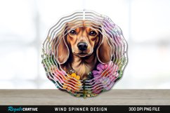 Watercolor Dachshund Dog Wind Spinner Sublimation PNG Design Product Image 1