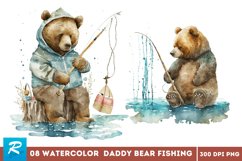 Daddy Bear, Daddy Bear Clipart, Father Bear, Father&#039;s Day, Fathers, Father Animal, Father&#039;s Day Clipart, Birthday Clipart, Father&#039;s Day Gift, Fishing Print On Demand, Print On Demand, Bear Sublimation, Fishing, Fishing Design, Fishing Watercolor, Fishing 