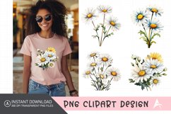 Watercolor Daisy Clipart,Floral Watercolor Clipart Product Image 1