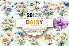 Watercolor Daisy Clipart Bundle Product Image 1