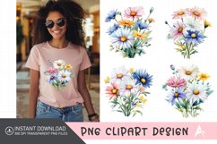 Watercolor Daisy Clipart,Floral Watercolor Clipart Product Image 1