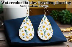 Daisy Teardrop Earring, Floral Sublimation Daisy Earring, d2 Product Image 1