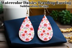 Daisy Teardrop Earring, Floral Sublimation Daisy Earring, d4 Product Image 1