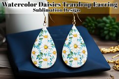 Daisy Teardrop Earring, Floral Sublimation Daisy Earring, d6 Product Image 1