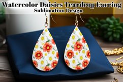 Daisy Teardrop Earring, Floral Sublimation Daisy Earring, d7 Product Image 1