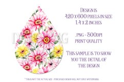 Daisy Teardrop Earring, Floral Sublimation Daisy Earring, d9 Product Image 2