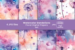 dandelions, dandelions digital paper, floral patterns, floral digital paper, tumbler, flower,, set, 