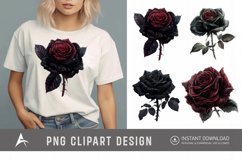 Watercolor Dark Gothic Rose Clipart Product Image 1