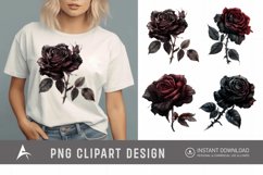 Watercolor Dark Gothic Rose Clipart Product Image 1
