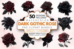 Watercolor Dark Gothic Rose Clipart Bundle Product Image 1