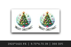 Watercolor decorated tree Merry and Bright Christmas quote New Year winter print tumbler skinny mug wrap clipart t-shirt sublimation printable design