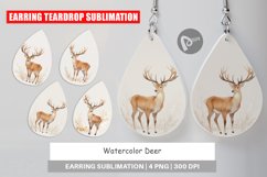 Earring Teardrop Watercolor Deer Product Image 1