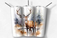 Watercolor Deer 20 Oz Skinny Tumbler Design Product Image 1