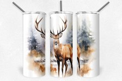 Watercolor Deer 20 Oz Skinny Tumbler Design Product Image 2