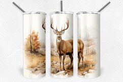 Watercolor Deer 20 Oz Skinny Tumbler Design Product Image 2