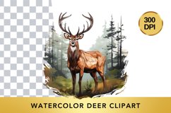 Watercolor deer Clipart , Animal Sublimation PNG Product Image 1