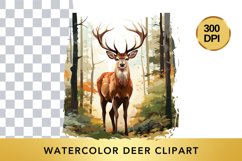 Watercolor deer Clipart , Animal Sublimation PNG Product Image 1