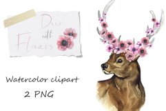 Watercolor Clipart. Deer Woodland Beautiful animal clipart Product Image 1