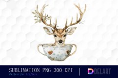 Deer in a Cup Sublimation PNG Clipart Product Image 1