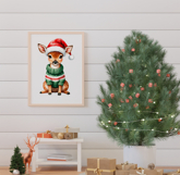 Festive PNG illustrations of cute holiday animals for cards and crafts