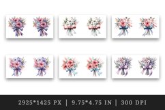 Watercolor delicate bouquet of flowers with a ribbon tied around wrap sublimation bundle for customize your mug